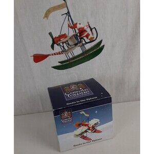Carole Towne Collection Santa In The Biplane Christmas Decoration Metal in Box